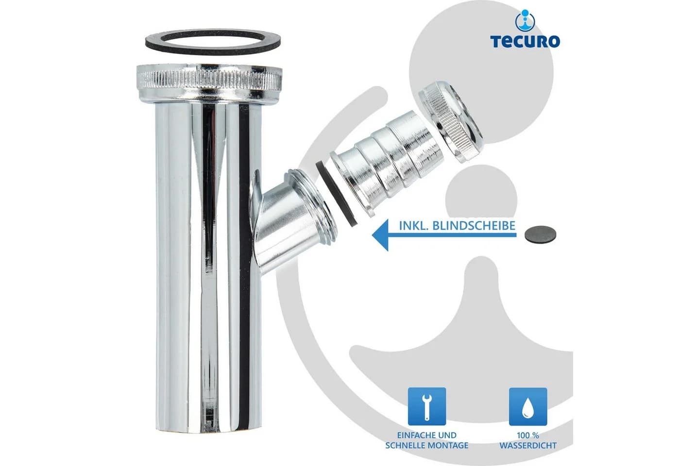 tecuro Siphon Tauchrohr Verstellrohr Ø 32 x 200 mm - Bild 3