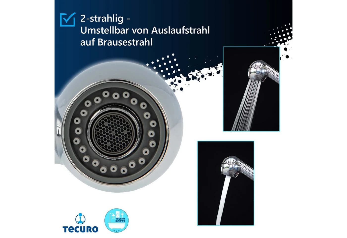 tecuro Spültischarmatur Spülbrause 2-strahlig Chrom - Bild 3