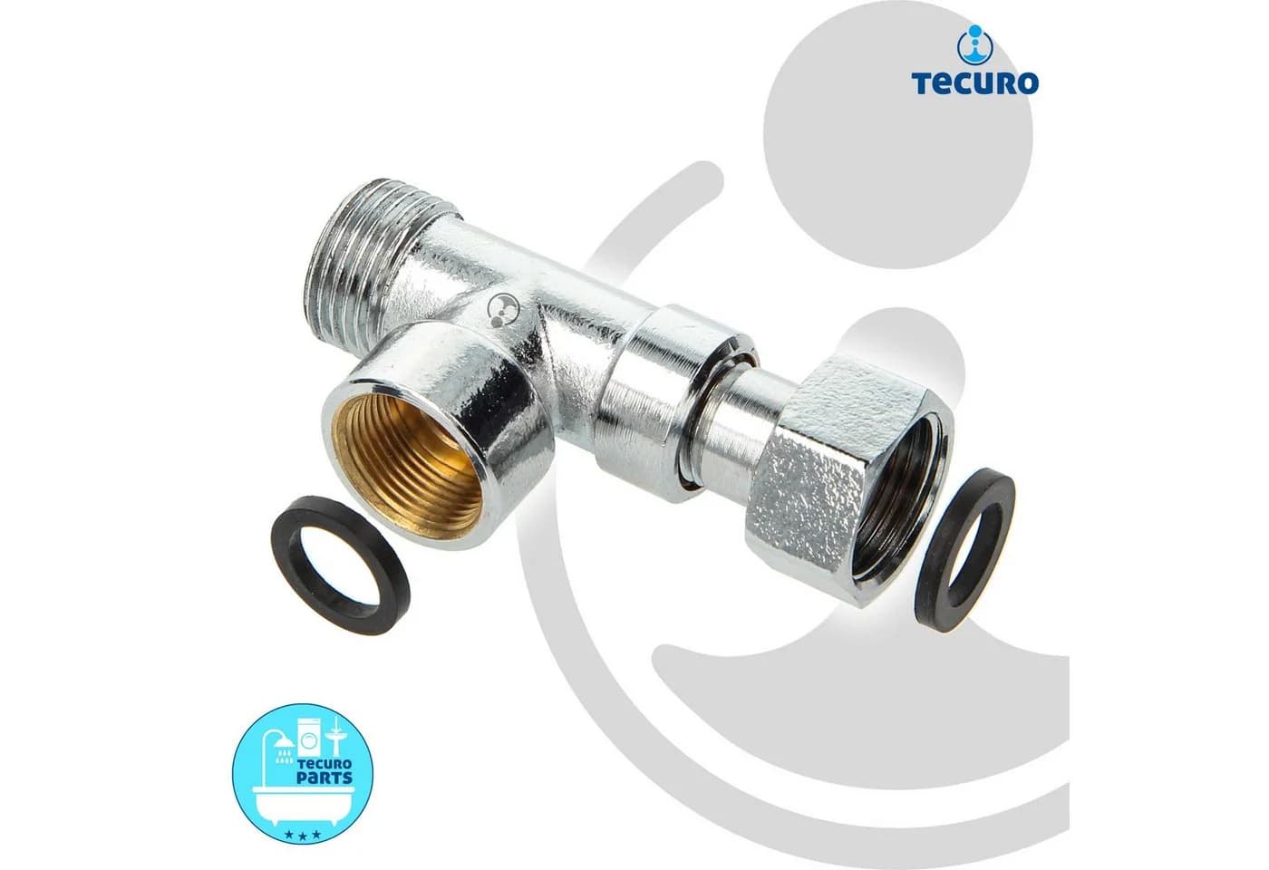 tecuro Spültischarmatur T-Stück Verteiler für Eckventil Messing Chrom