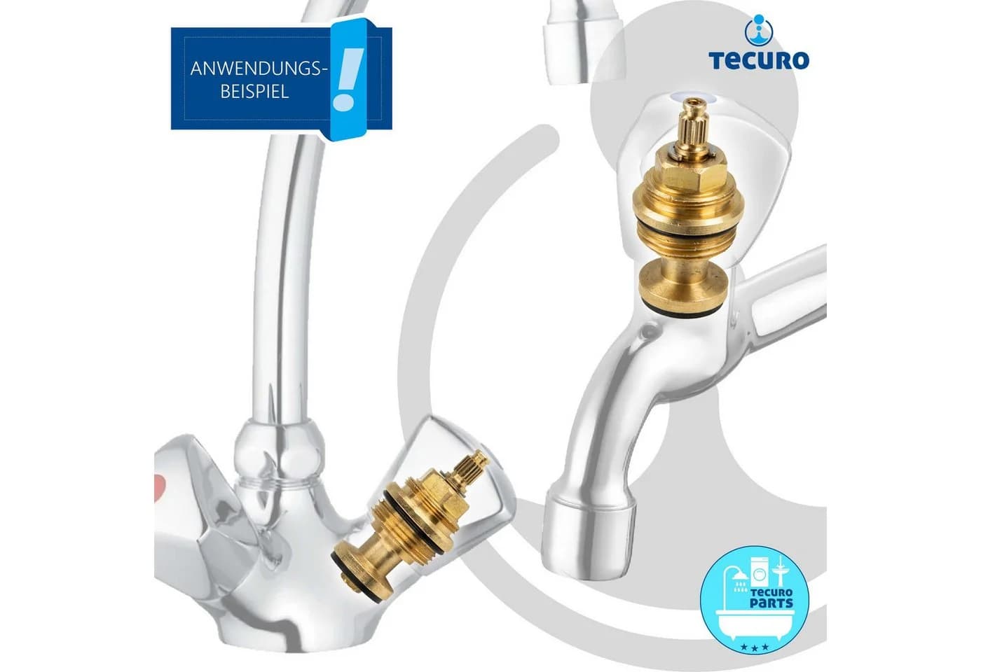 tecuro Badarmatur Universal Ventil Oberteil für Zweigriff-Armaturen - Bild 5