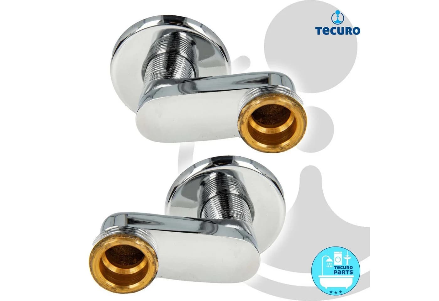 tecuro Badarmatur S-Anschluss versetzt 40 mm, 2-er Set, Messing verchromt