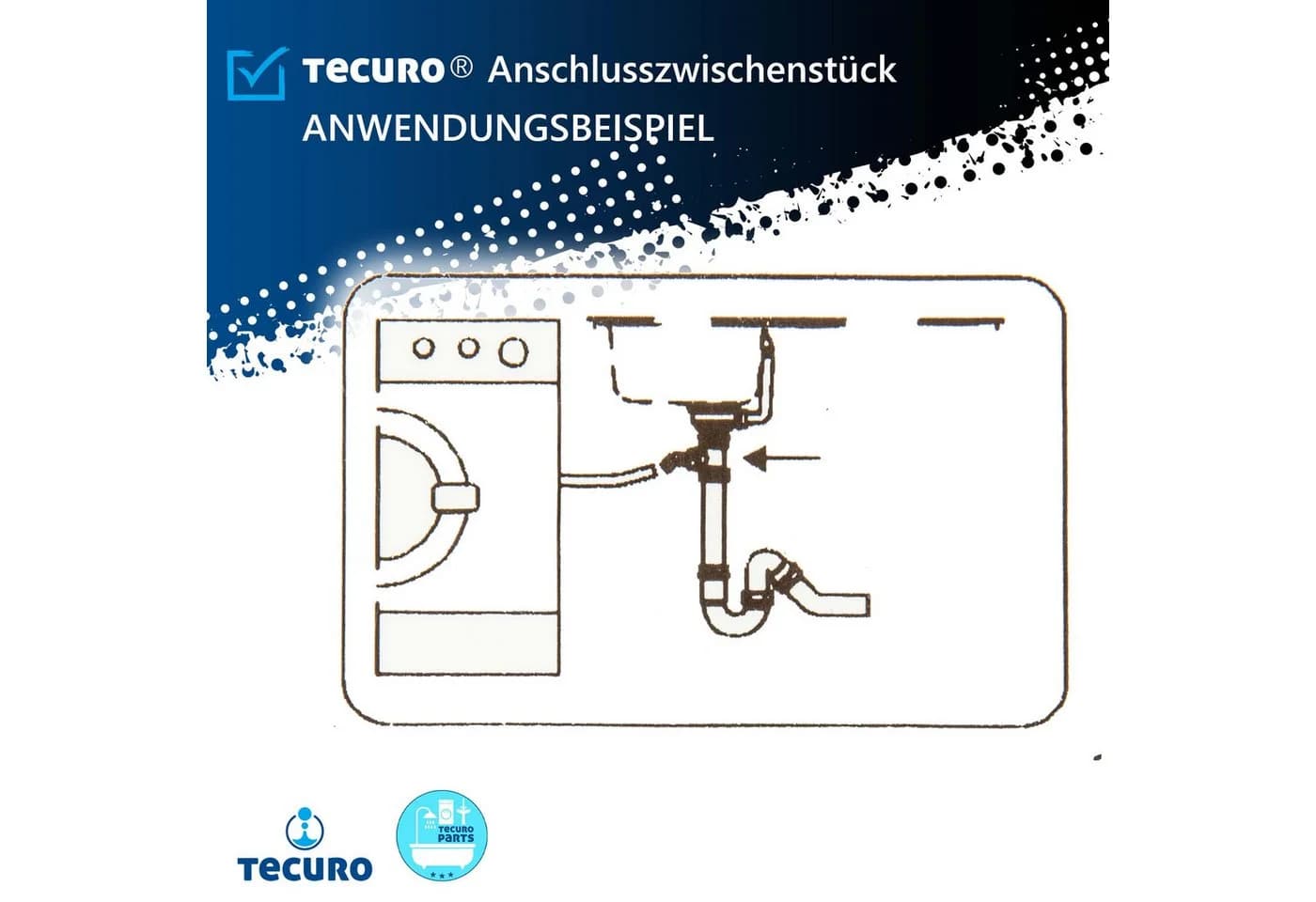 tecuro Siphon Anschlusszwischenstück Weiß