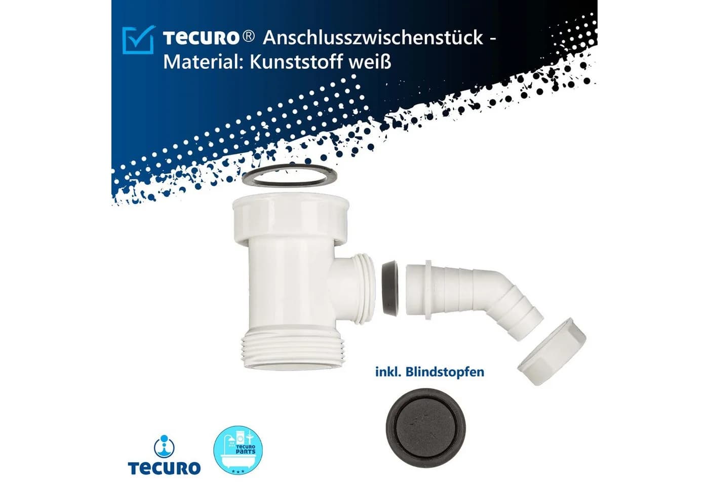 tecuro Siphon Anschlusszwischenstück Weiß - Bild 4