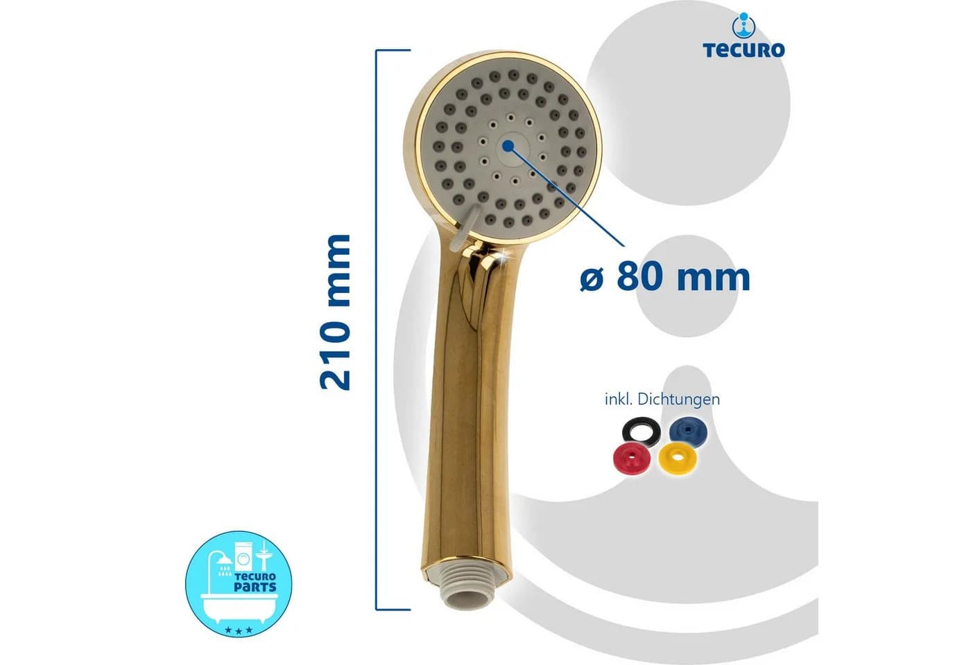 tecuro Duschbrause Handbrause ew-080 Gold 3-Funktionen Anti-Kalk - Bild 5