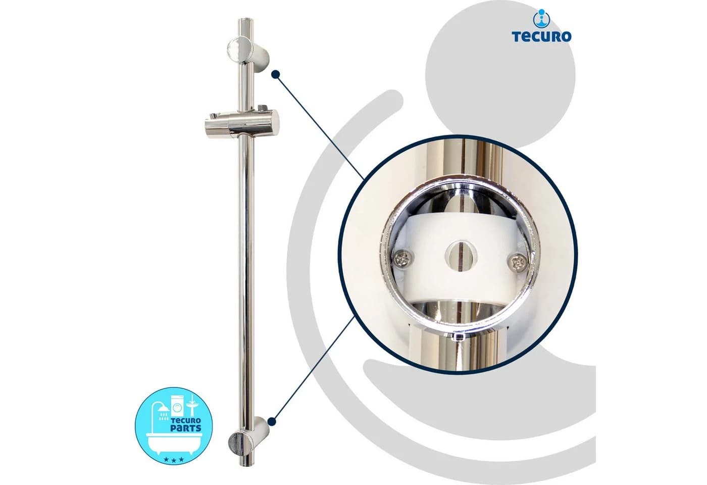 tecuro Duschstange 70 cm verchromt mit variabler Wandbefestigung - Bild 5