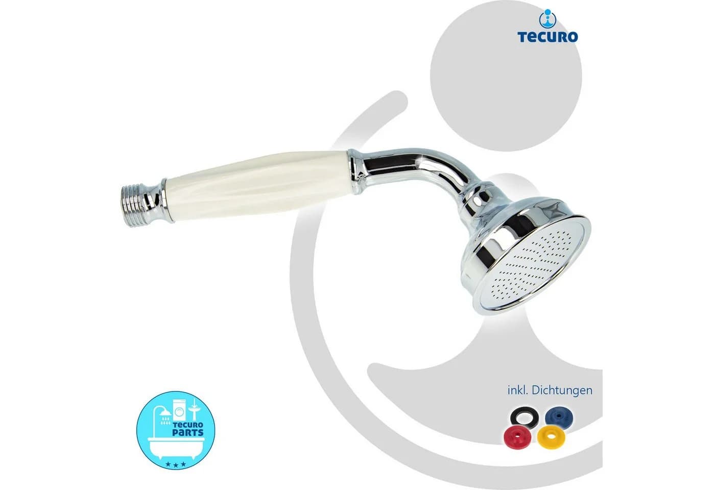 tecuro Duschbrause Nostalgie Handbrause 65 mm Silber Chrom