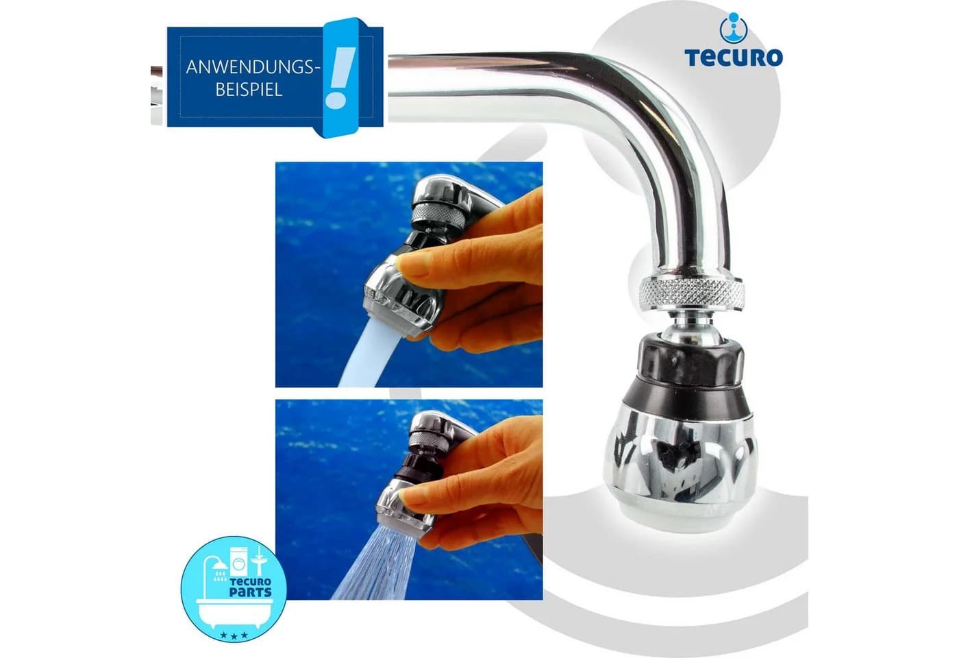 tecuro Badarmatur WASSERFIX Strahlregler verchromt - Bild 4