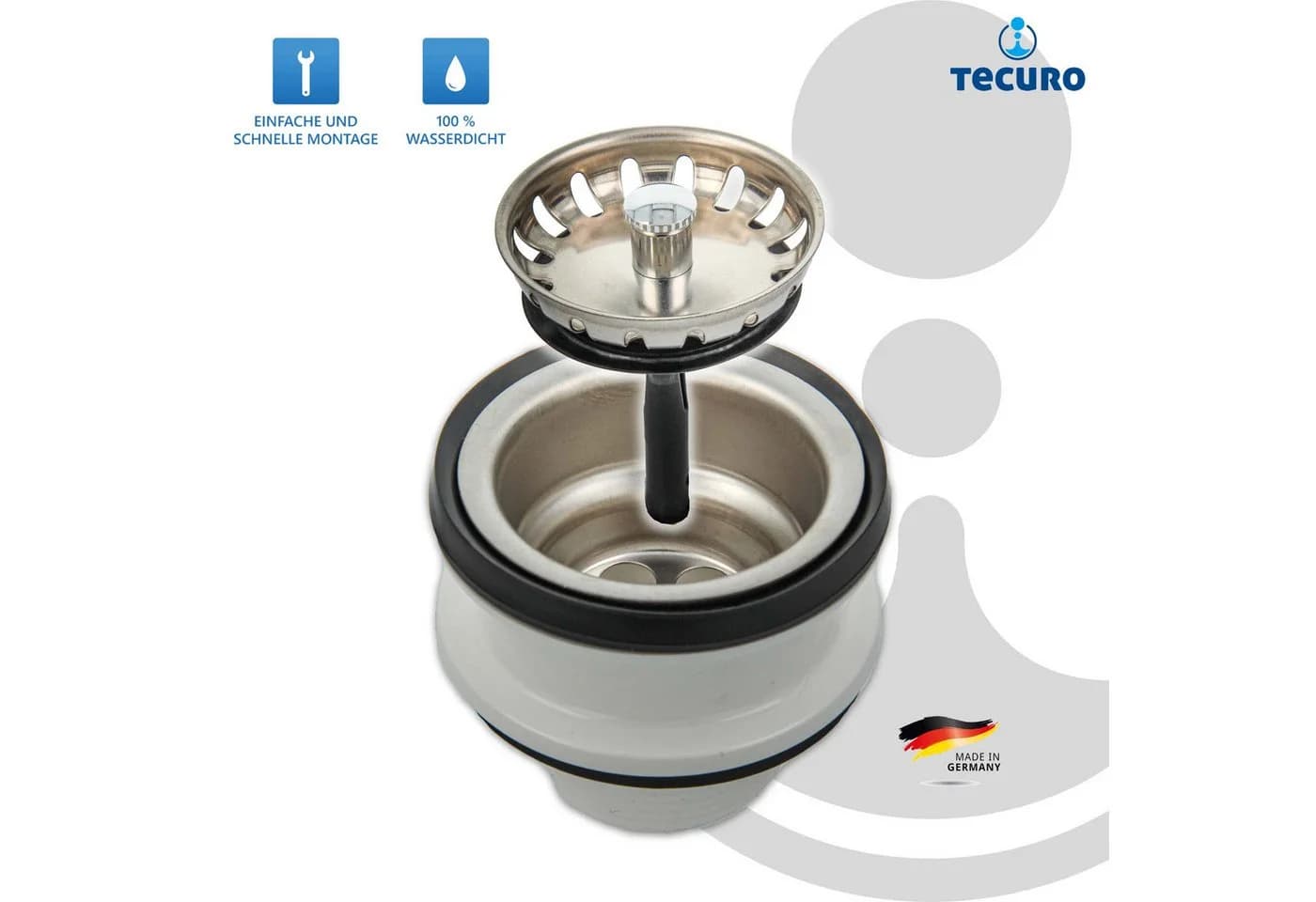 tecuro Siphon Spülen-Siebkorbventil 1 1/2 Zoll