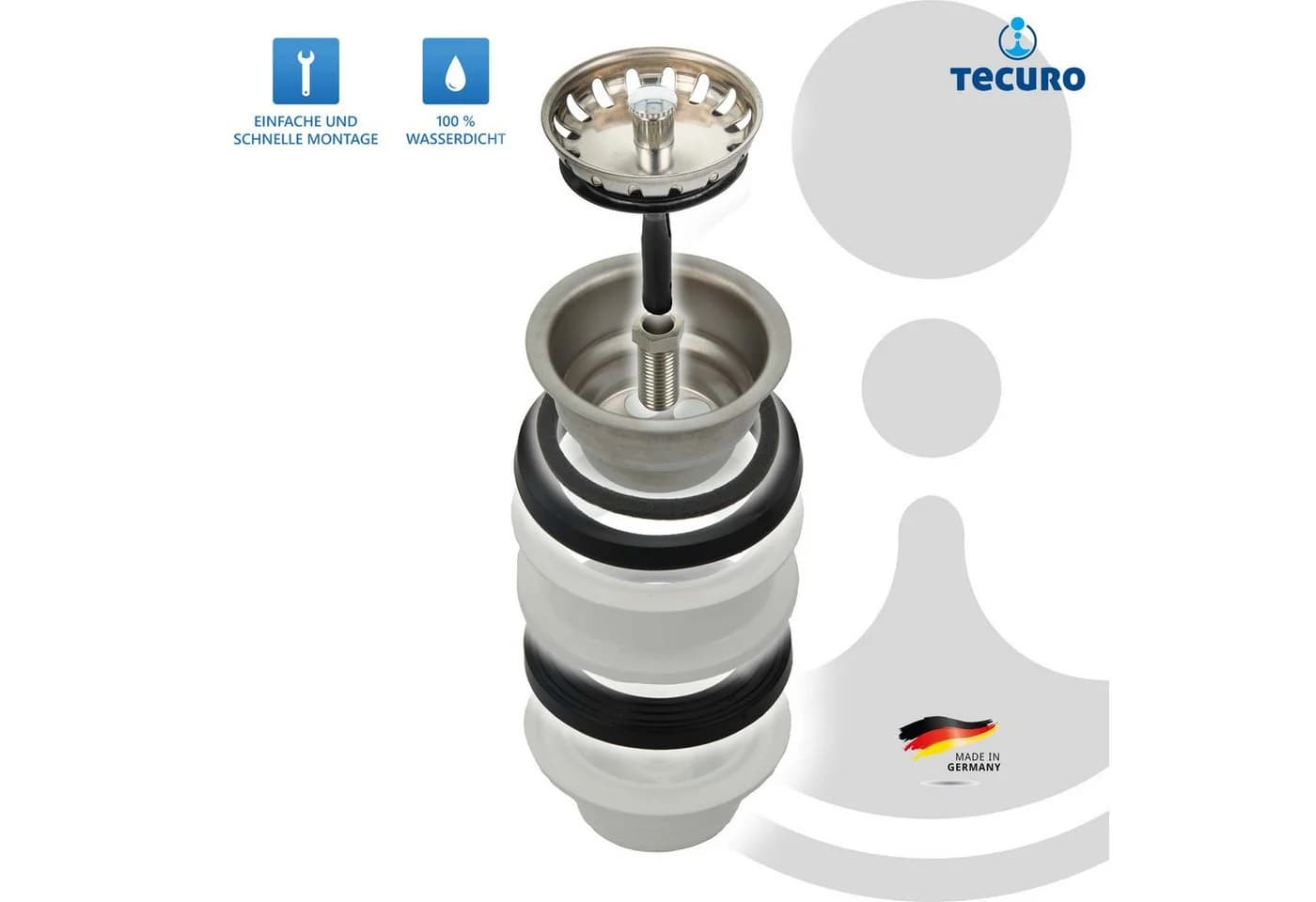 tecuro Siphon Spülen-Siebkorbventil 1 1/2 Zoll - Bild 3