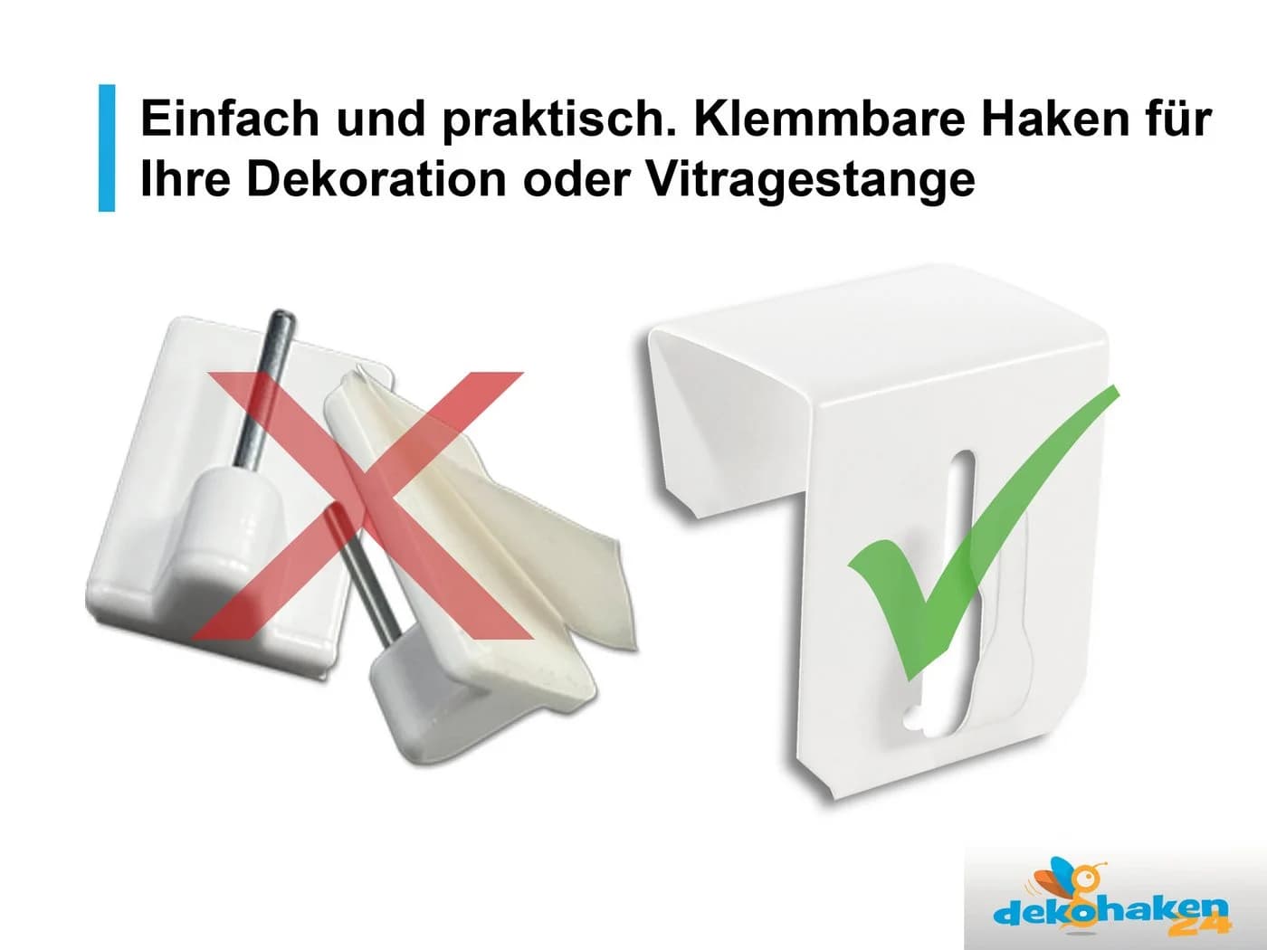 dekohaken24.de Metall-Fensterhaken Weiß Klemmfix bis 23mm