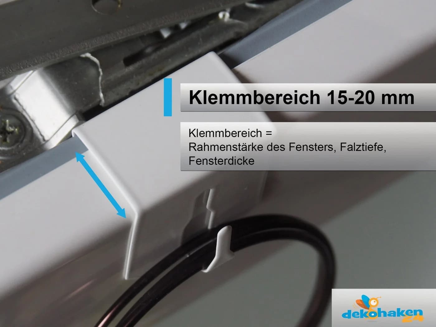 dekohaken24.de Metall-Fensterhaken Weiß Klemmfix bis 23mm - Bild 5