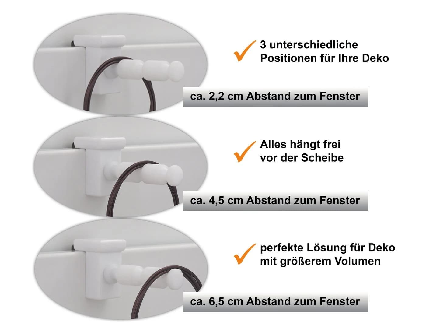 dekohaken24.de Fensterhaken Dekohaken Weiß 4-Stk Klemmbereich 10-27 mm - Bild 5