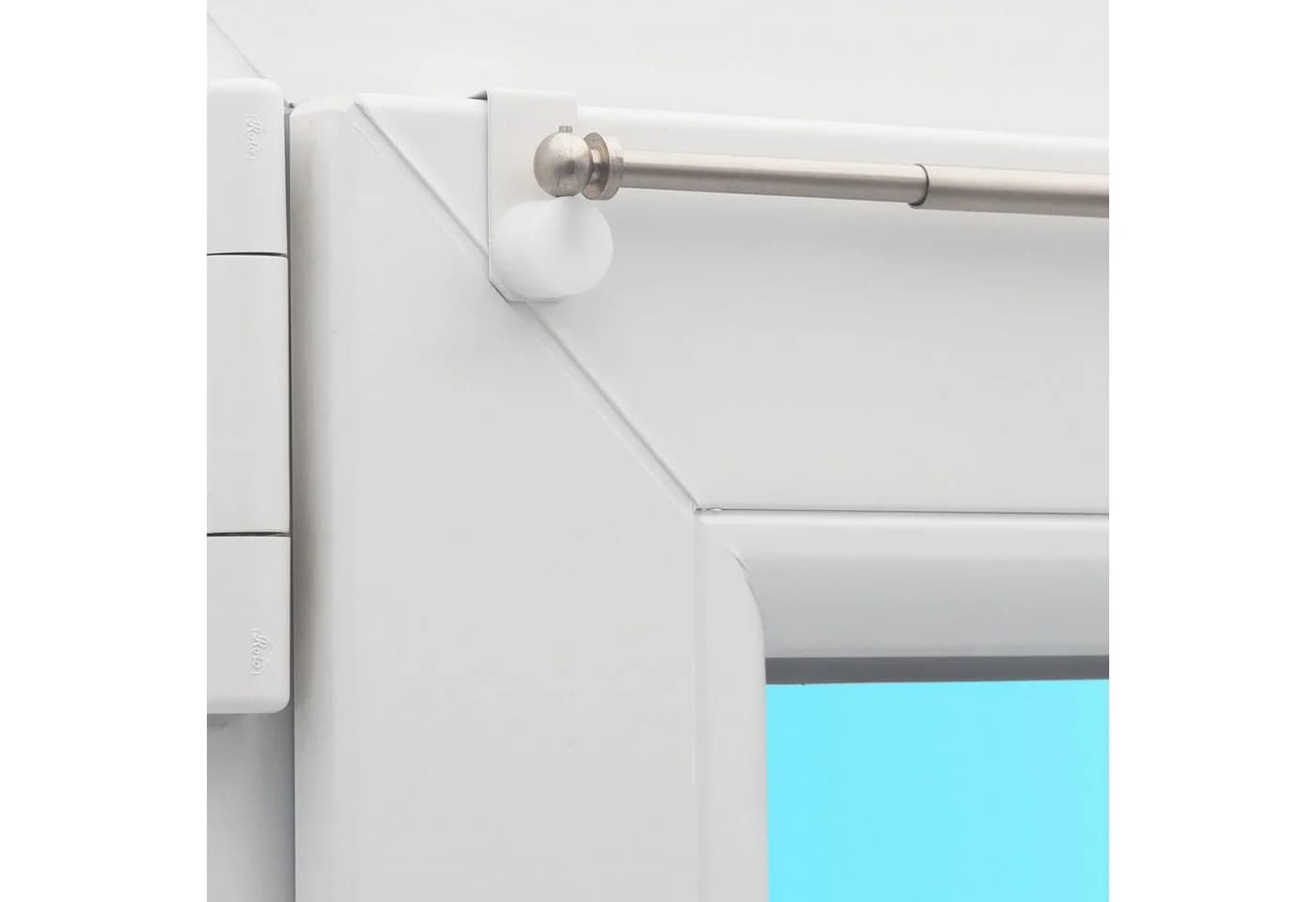 dekondo Gardinenstange Eleganz ausziehbar, Fensterhaken klemmbar, Nickel matt
