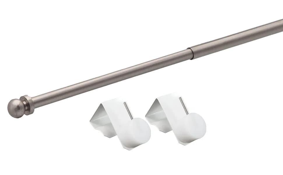 dekondo Gardinenstange Eleganz ausziehbar, Fensterhaken klemmbar, Nickel matt - Bild 2