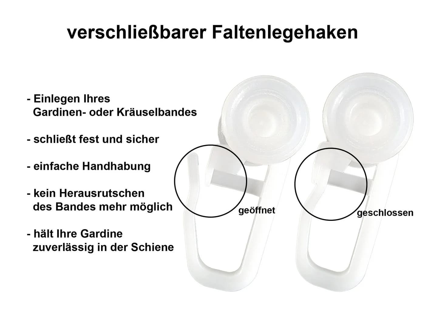 dekondo Gardinengleiter U-Rollen 200-St. mit Faltenlegehaken - Bild 5