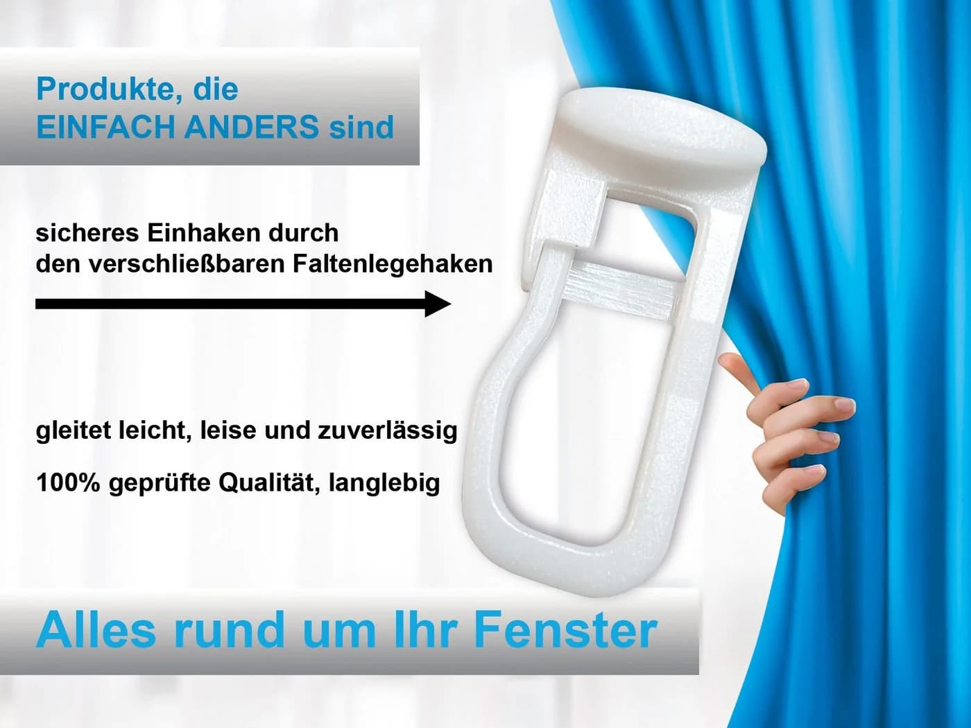 dekondo Gardinengleiter 100-St. Universalgleiter mit Flachkopf - Bild 5