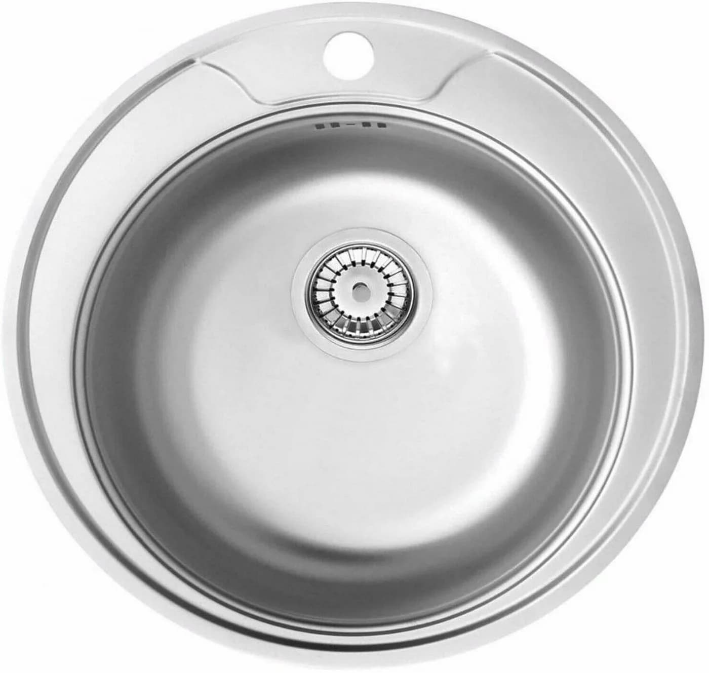 Faizee Möbel Edelstahl-Einbauspüle Rund Satin mit Siphon-Set