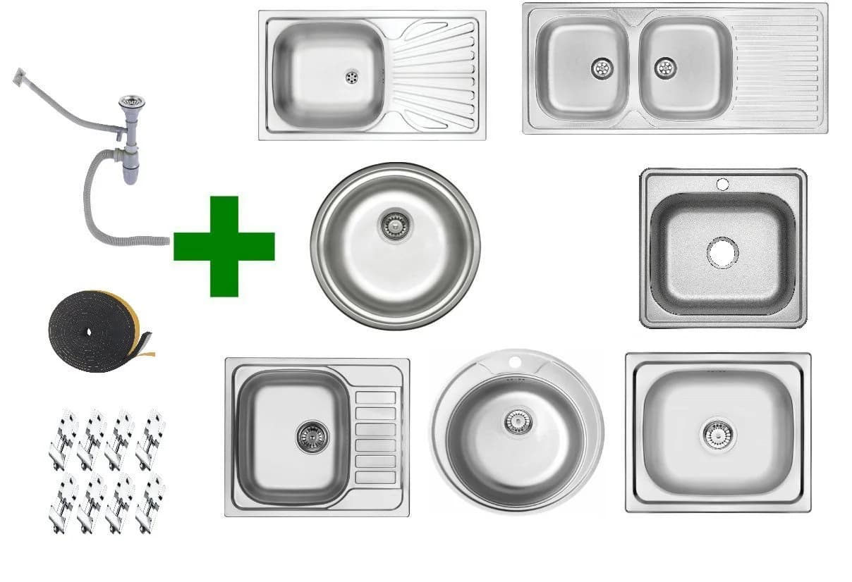 Faizee Möbel Edelstahl-Einbauspüle Rund Satin mit Siphon-Set - Bild 2