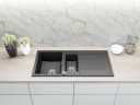 Faizee Möbel Granitspüle Einbauspüle 100x50 cm Schwarz 1,5 Becken Bild 1