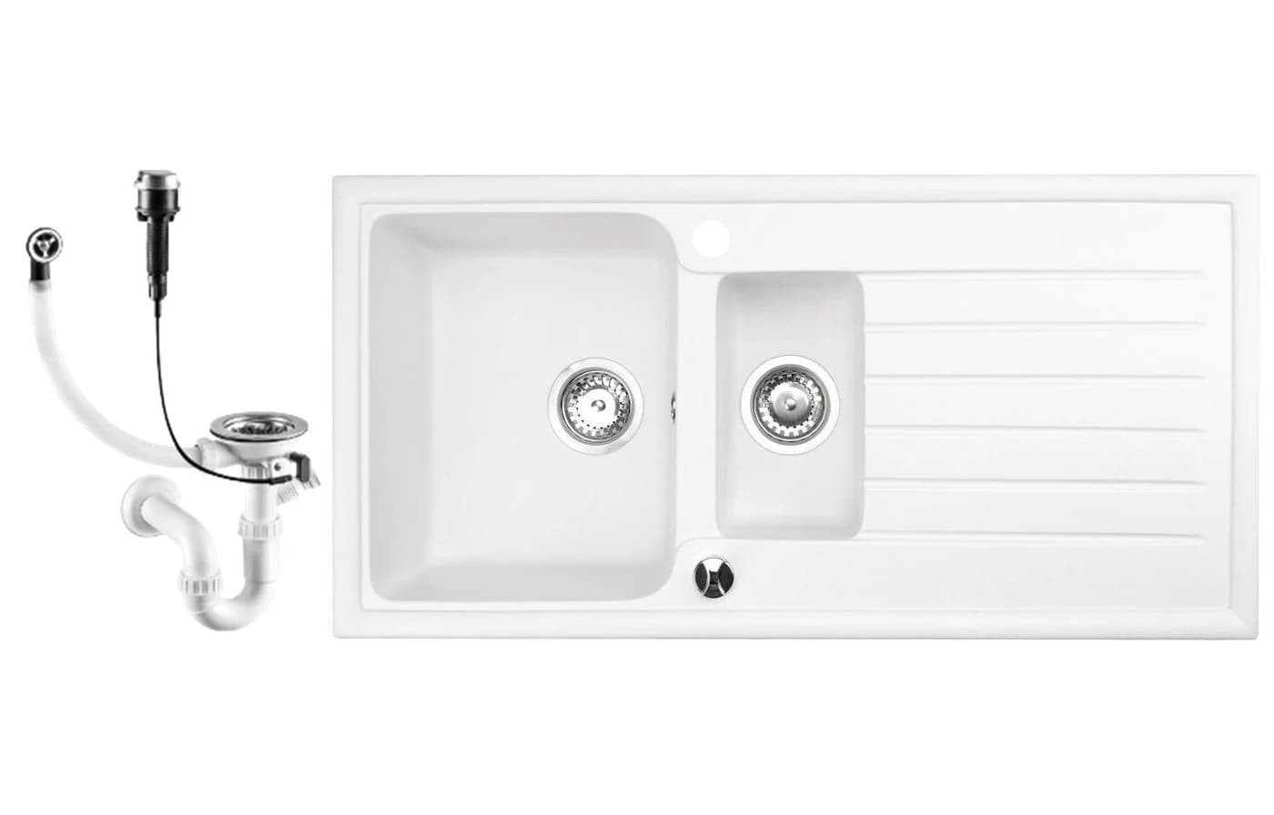 Faizee Möbel Granitspüle 2 Becken Weiß Modern - Bild 2