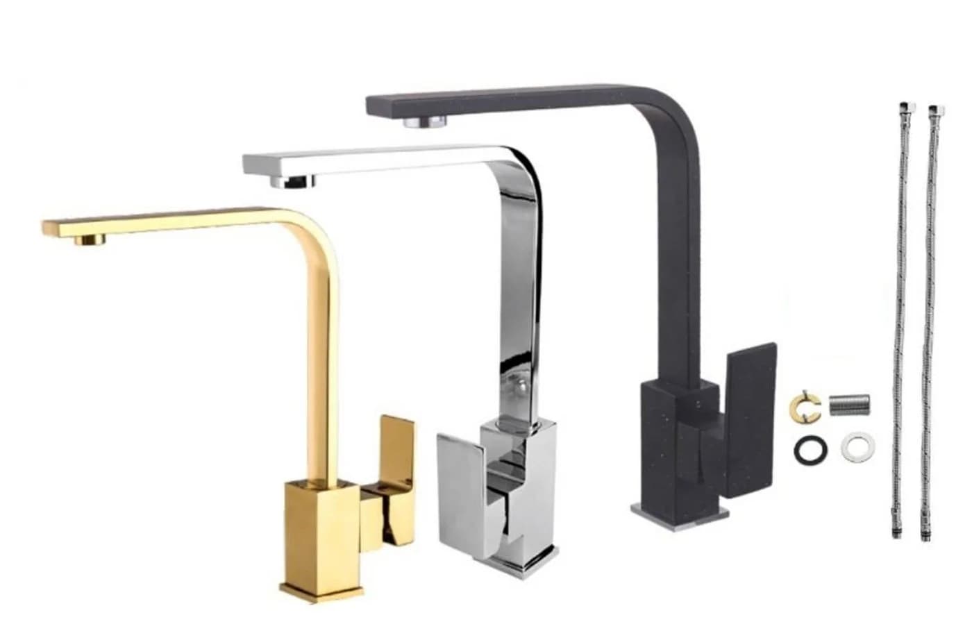 Faizee Möbel Nexo Küchenarmatur Schwarz/Silber 360° Schwenkbar - Bild 2