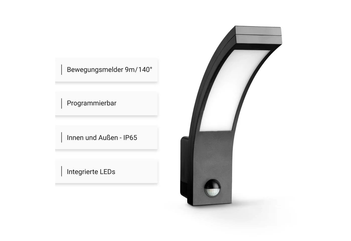 SEBSON Außen-Wandleuchte LED mit Bewegungsmelder 15W 1000lm IP65