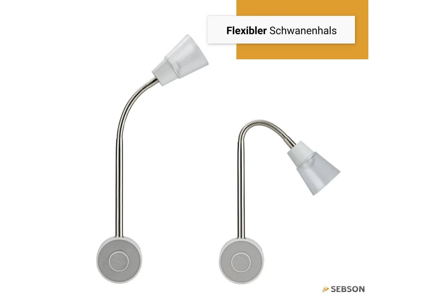 SEBSON LED Steckdosenleuchte Dimmbar Flexibel Silber - Bild 5