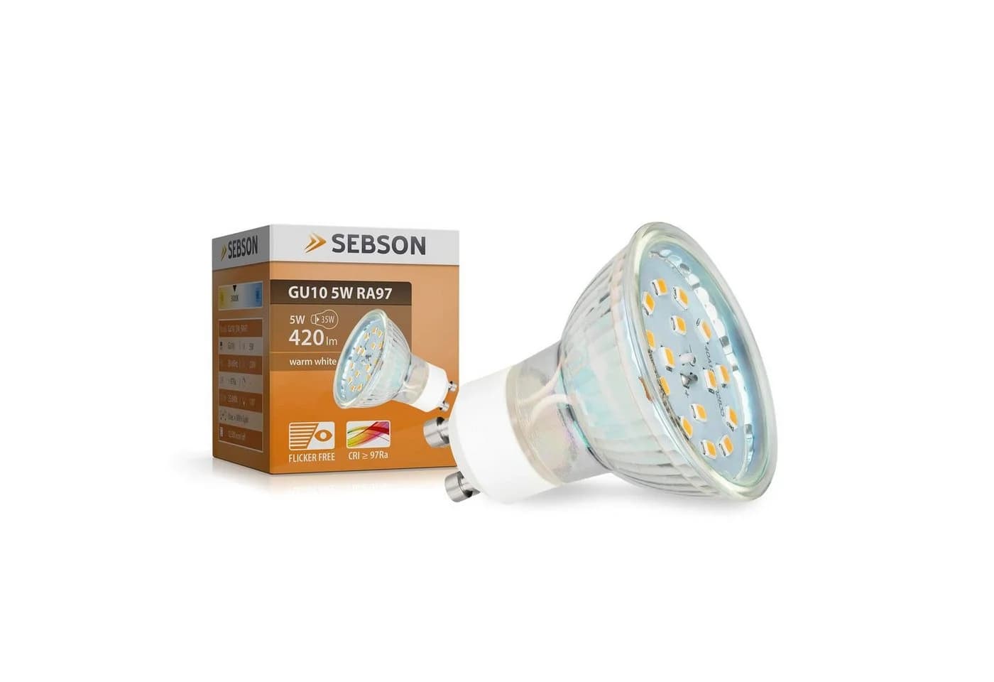 SEBSON LED-Leuchtmittel GU10 5W Warmweiß 10er Pack 3000K