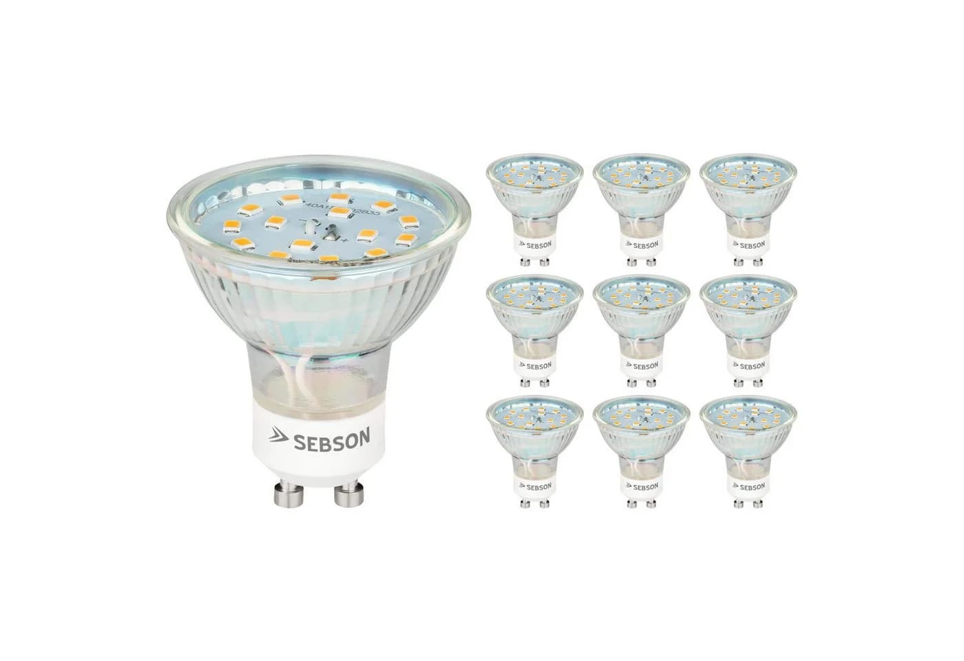 SEBSON LED-Leuchtmittel GU10 5W Warmweiß 10er Pack 3000K - Bild 2