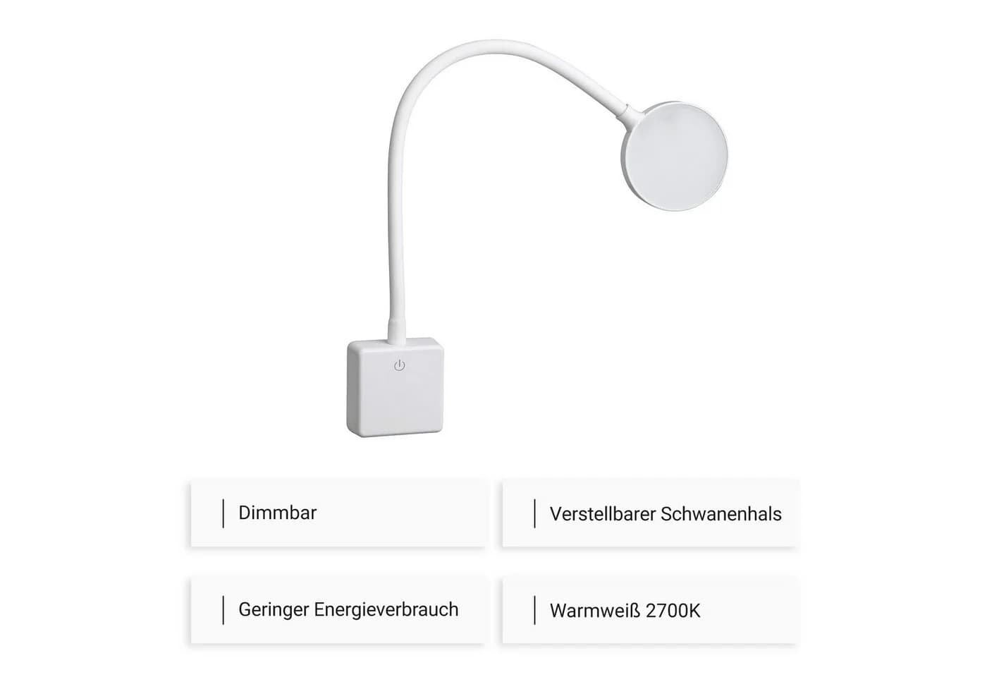 SEBSON LED Steckdosenleuchte Weiß Dimmbar Flexibel 4W 290lm - Bild 3