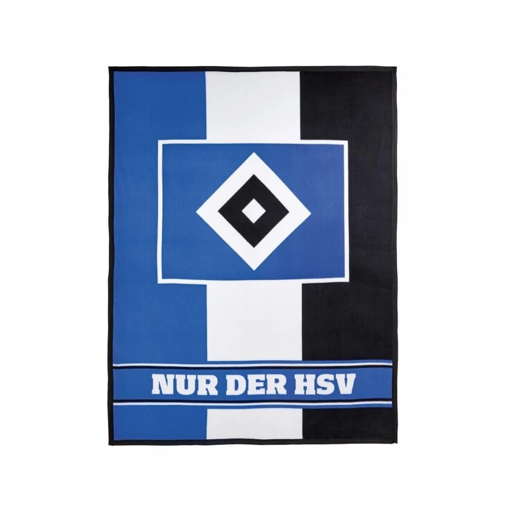Wohndecke Fleecedecke Blockstreifen Blau/Weiß/Schwarz HSV - Bild 2