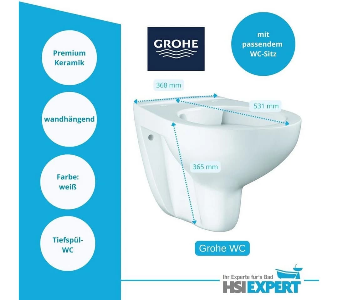 Grohe Hänge-WC spülrandlos mit Soft-Close Sitz Alpinweiß
