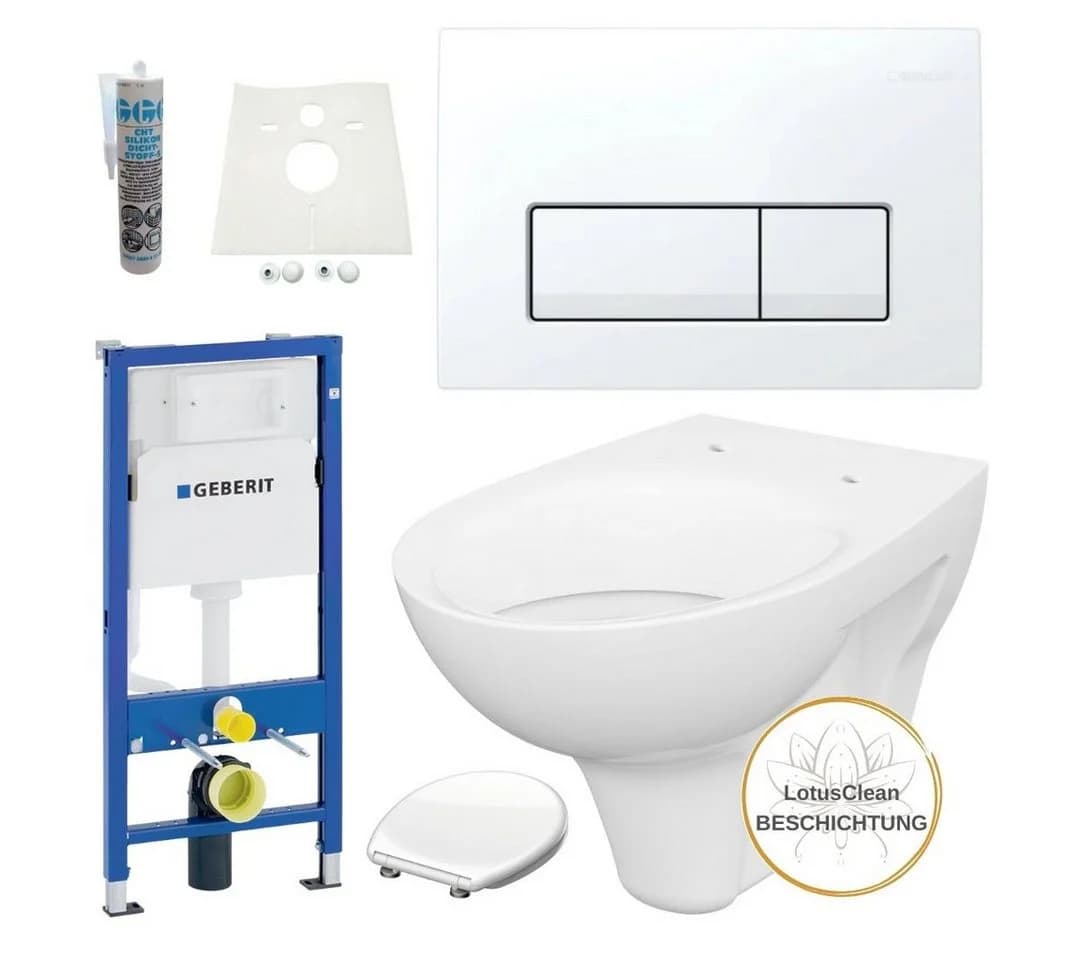 GEBERIT Vorwandelement WC Komplettset Delta51 weiß mit Duroplast-Sitz - Bild 2