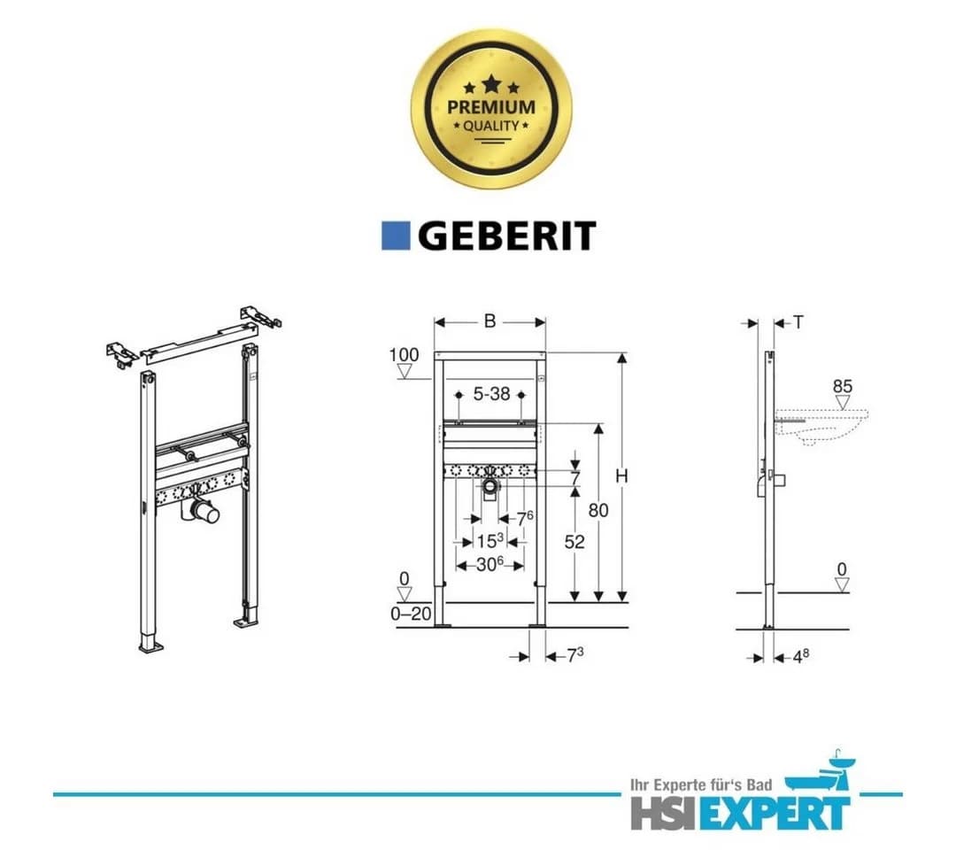 Geberit Waschtisch Komplettset 55 cm mit LotusClean Beschichtung - Bild 4