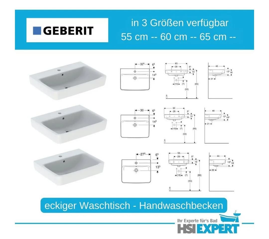 Geberit Waschtisch Komplettset 55 cm mit LotusClean Beschichtung - Bild 5