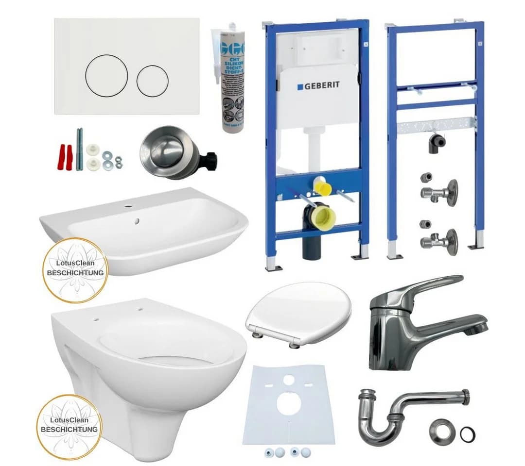 GEBERIT WC-Komplettset Geberit Spülkasten WC Vorwandelement Waschbecken 60 cm Armatur Bad Set - Bild 2