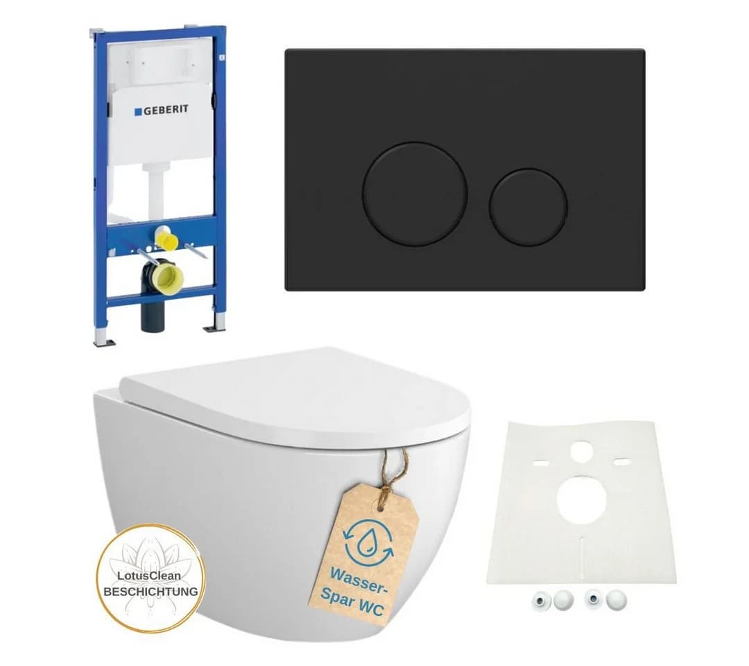 Geberit Vorwandelement WC mit Spülkasten & Betätigungsplatte Schwarz Matt - Bild 2
