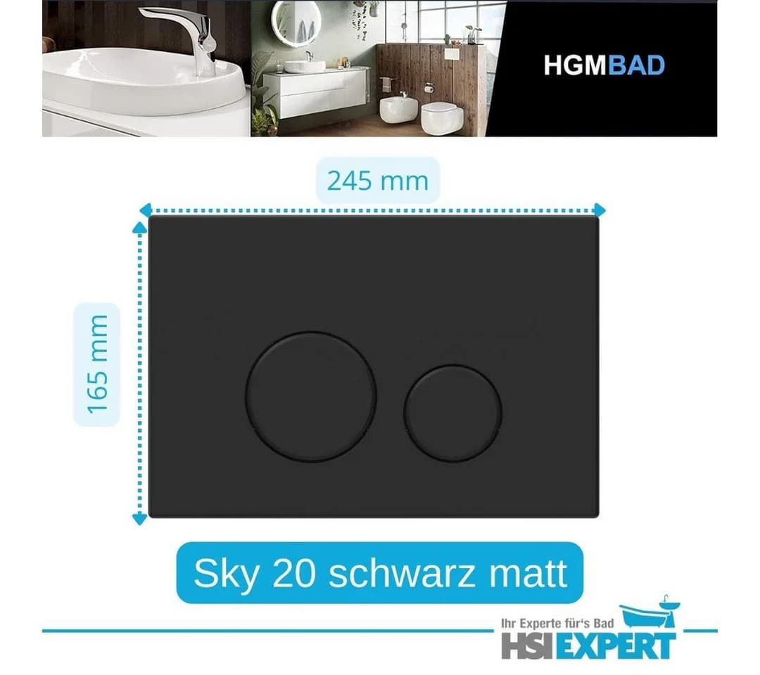 Geberit Vorwandelement UP100 mit Sky 20 Betätigungsplatte Schwarz Matt - Bild 5