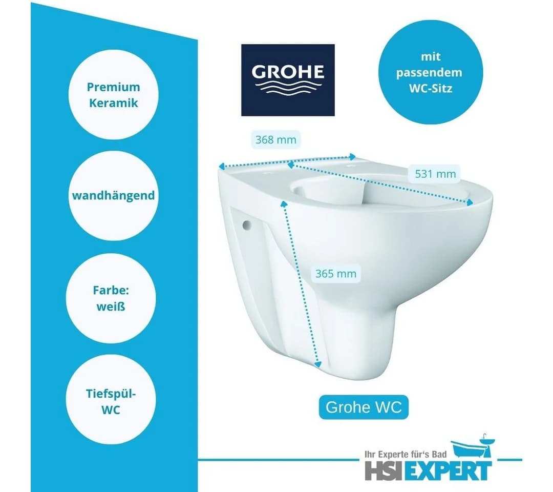 Geberit Vorwandelement UP200 mit Grohe Spülrandlos WC & Drückerplatte - Bild 4