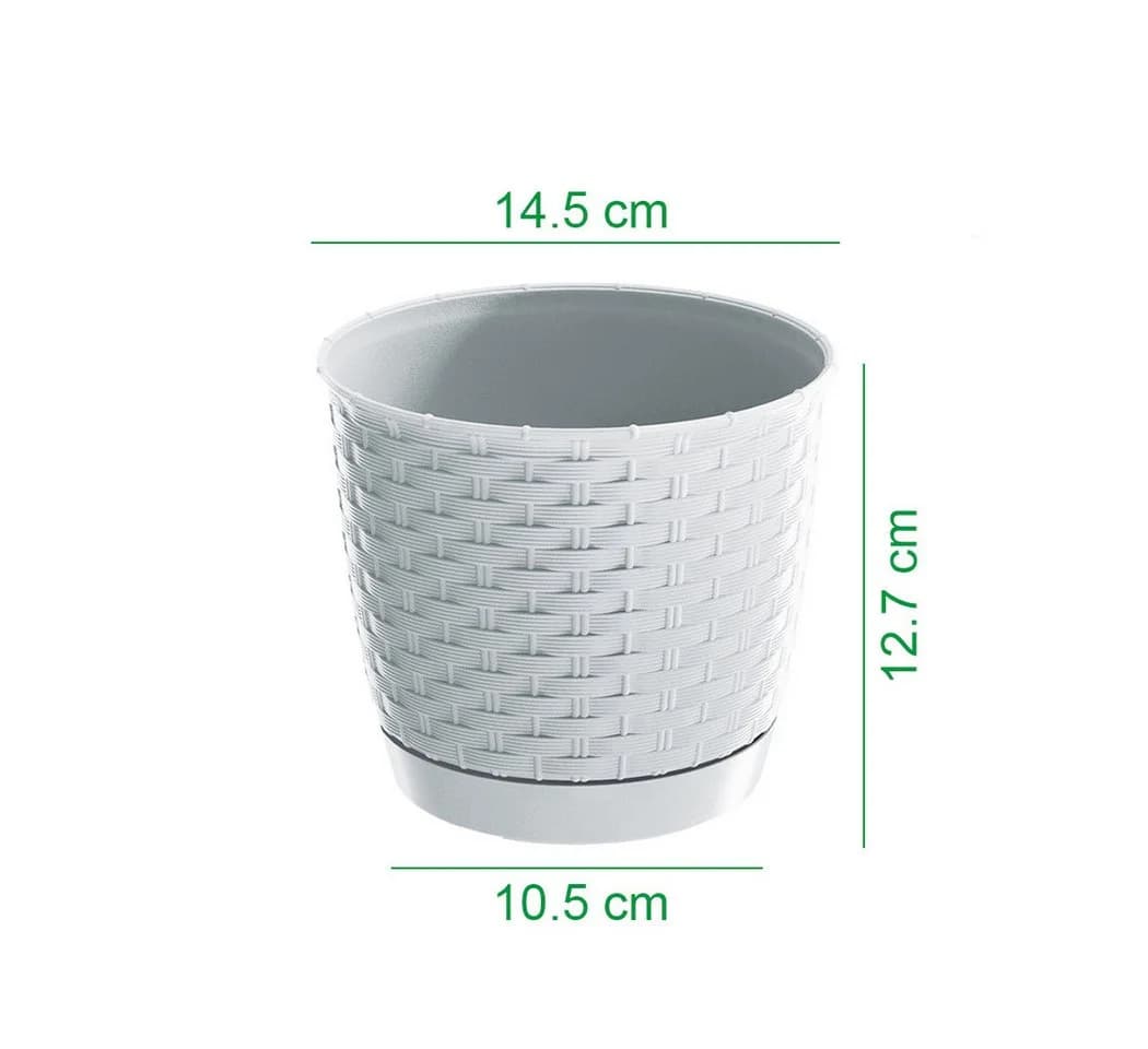 KAGM Blumentopf Übertopf mit Untersetzer in Rattan-Optik
