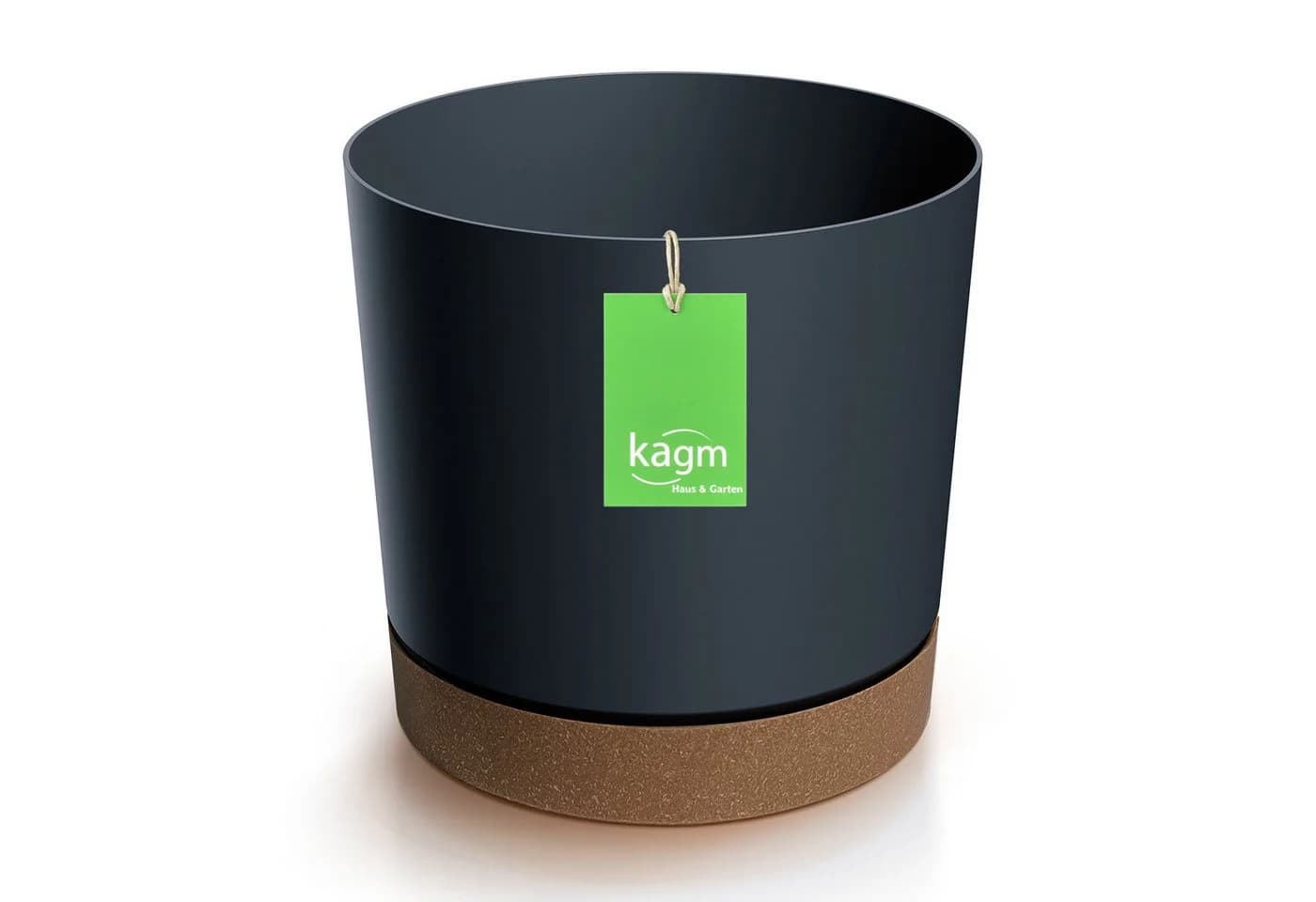 KAGM Blumentopf Anthrazit Kunststoff Rund mit Untersetzer - Bild 2
