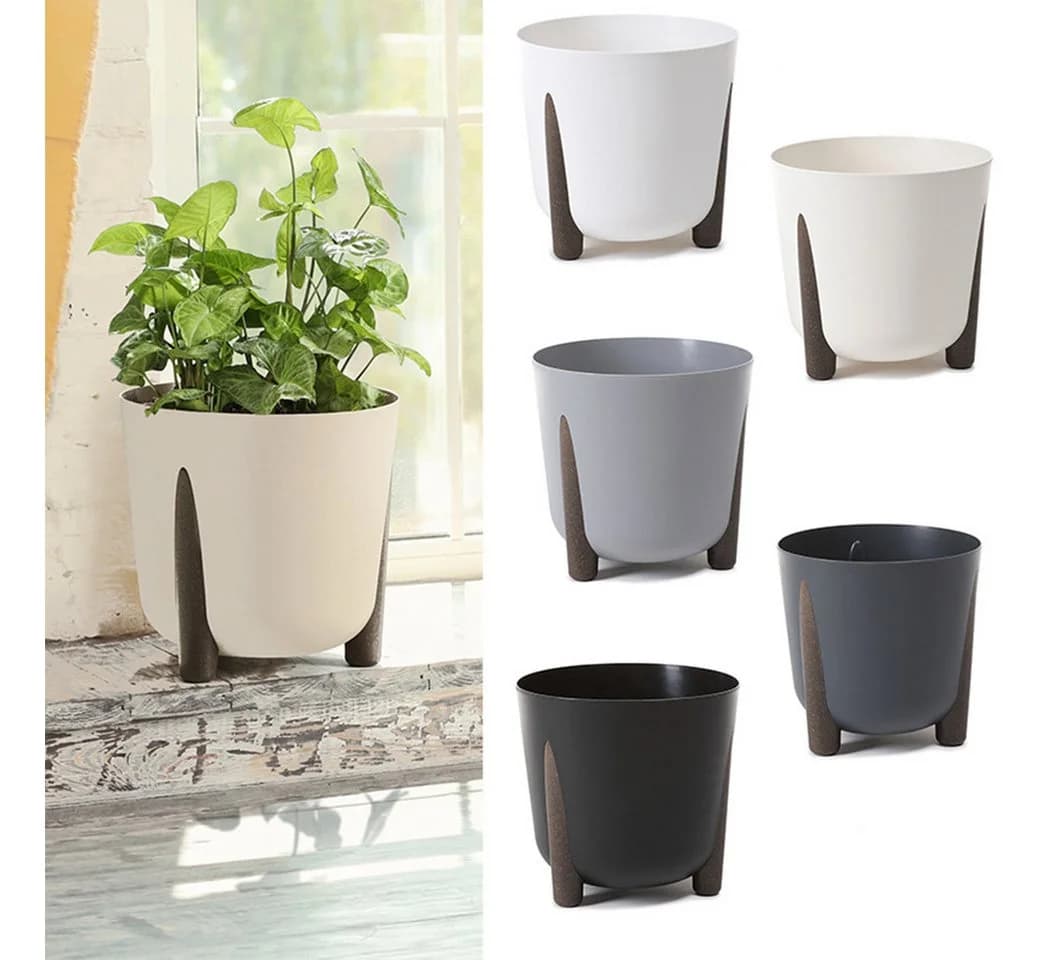 KAGM Blumentopf mit Füßen und Wasserspeicher Anthrazit - Bild 4