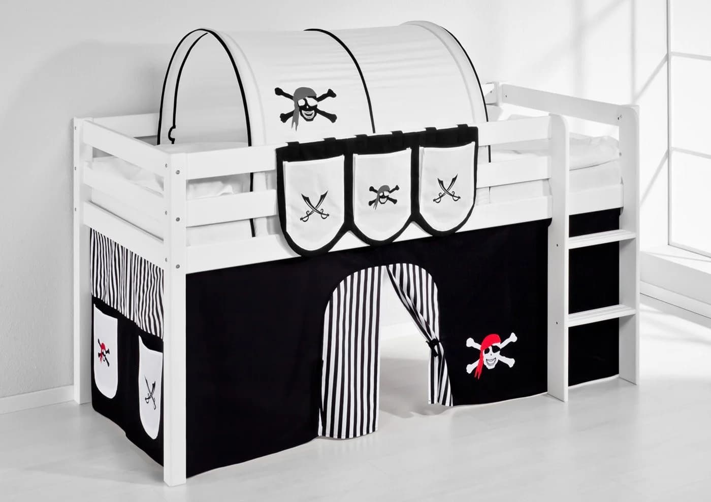Lilokids Bettvorhang Pirat Schwarz Gestreift Hochbett Etagenbett