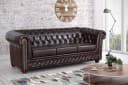 Küchen-Preisbombe Chesterfield Sofa 3-Sitzer Kunstleder Braun Bild 2