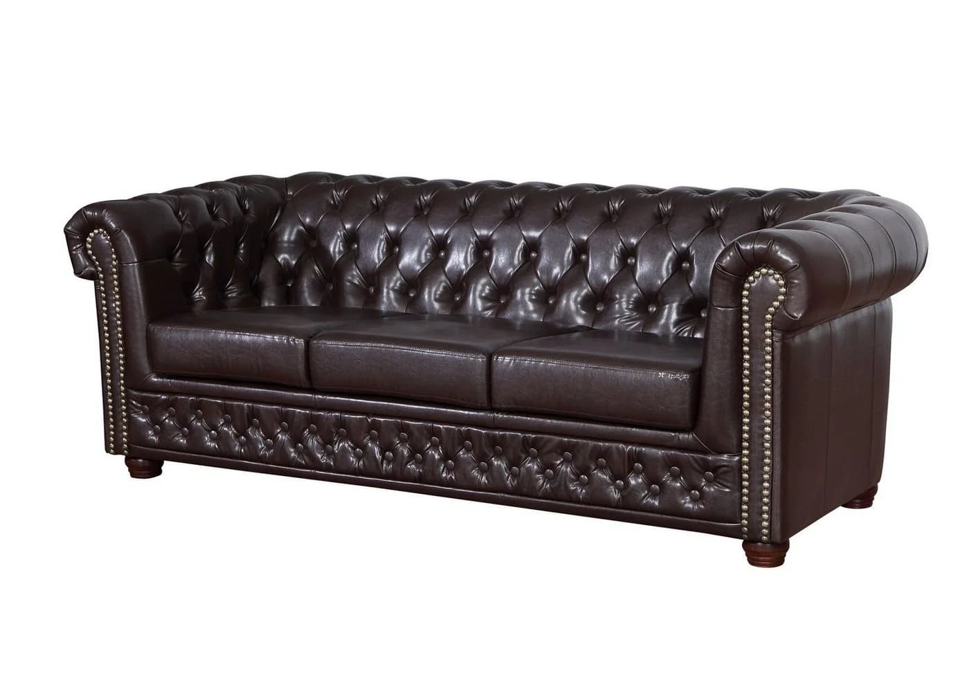 Küchen-Preisbombe Chesterfield Sofa 3-Sitzer Kunstleder Braun - Bild 3