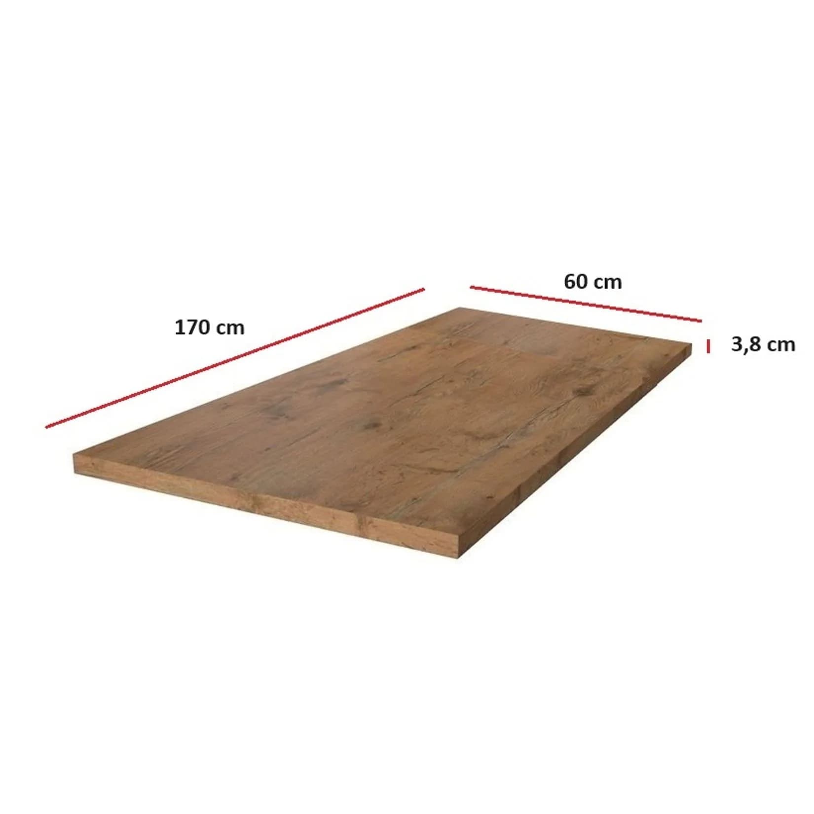 Moderne Arbeitsplatte Eiche Lancelot, 170x3,8x60 cm