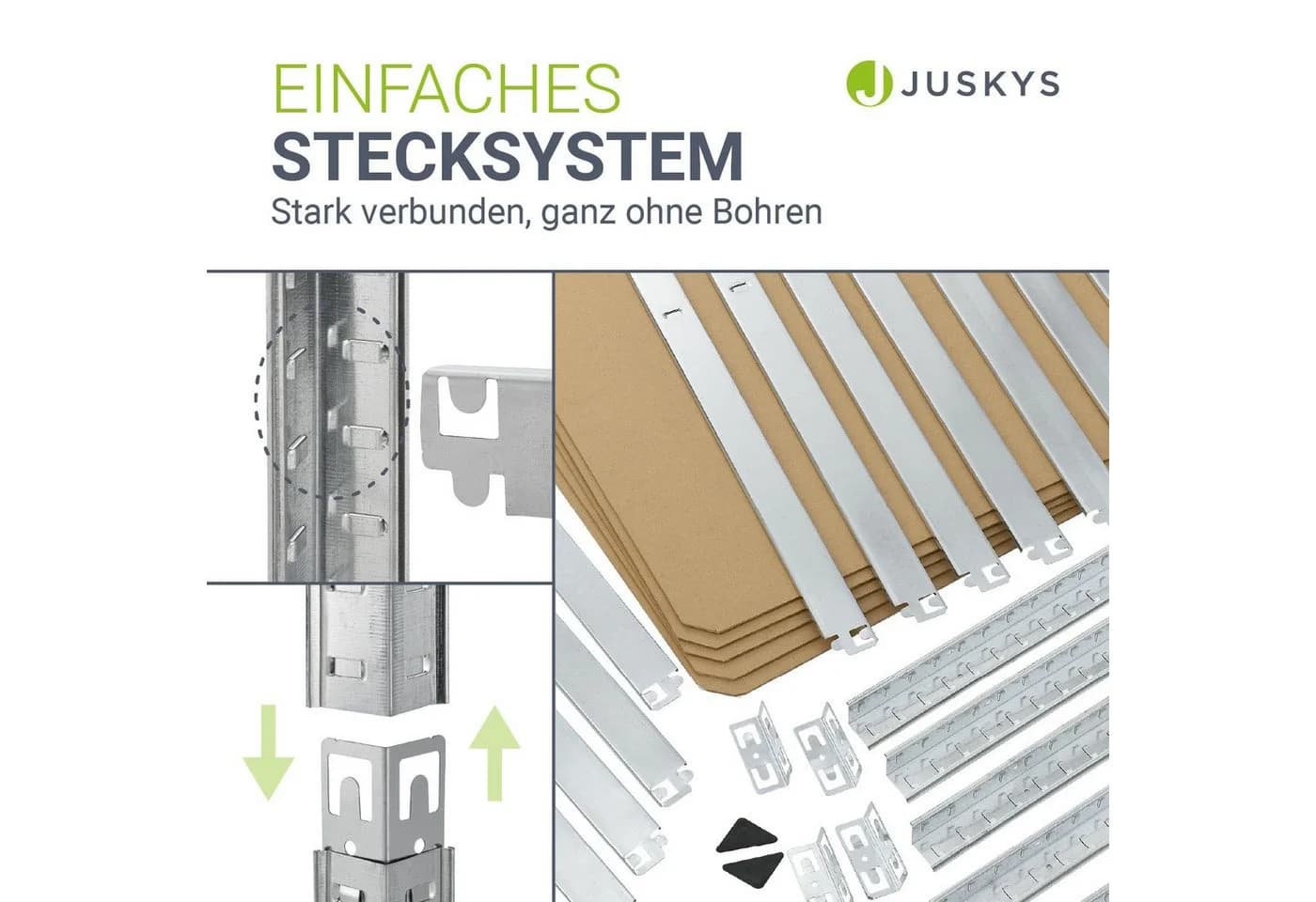 Juskys Schwerlastregal Basic 2-tlg. Verzinktes Metallregal mit 10 Böden - Bild 4