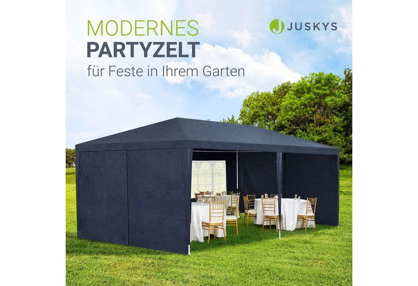 Juskys Partyzelt 3x6 m Blau mit 6 Seitenteilen - Bild 2
