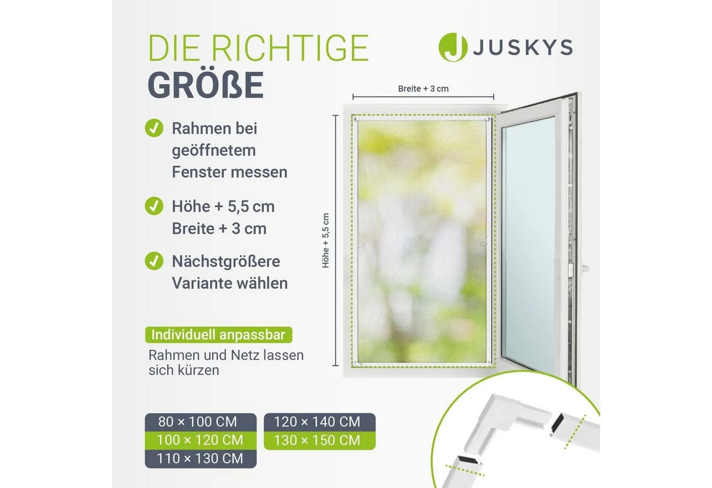 Juskys Fliegengitter mit Alu-Rahmen zum Einhängen UV-beständig in Weiß - Bild 4