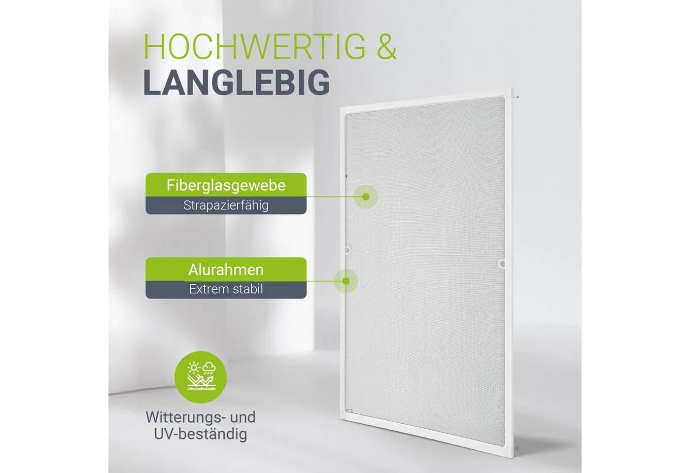 Juskys Fliegengitter mit Alu-Rahmen zum Einhängen UV-beständig in Weiß - Bild 5